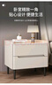 全实木床头柜轻奢岩板储物柜卧室简约现代床边柜皮质小户型收纳柜 米白色（全实木框架+岩板） 50*40*50cm 实拍图