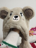 柠檬宝宝儿童帽子围巾一体男女童加厚防风保暖护耳帽毛线帽自然棕小熊S 实拍图