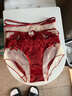 浪莎内裤女大红蕾丝缎面本命年结婚短裤3条属马年性感镂空三角裤 实拍图