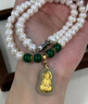 周大金 CHOW TAI KING淡水珍珠项链女款妈妈款金镶玉佛吊坠新年情人节礼物送母亲长辈 实拍图