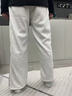 尤芮轲胖子重磅大码美式三条杠运动卫裤男秋冬加厚阔腿宽松直筒休闲长裤 白灰色 3XL 实拍图