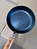 臻三环章丘手工铁锅平底煎锅烤肉煎锅无涂层不易粘锅小平底锅辅食厨具 烤蓝木把 20cm 实拍图