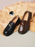 百思图【真皮】商场同款学院风乐福鞋粗跟女单鞋A3512CA4 黑色 38 实拍图
