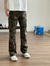 卡图弛美式高街设计感迷彩裤子男秋季潮流复古直筒hiphop微喇工装牛仔裤 迷彩 XL 实拍图