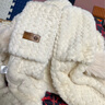 黛米安妮莎帽子女秋冬季小熊毛茸茸护耳三件套围巾手套一体保暖针织毛线帽子 米色【帽子围巾手套一体】 均码 实拍图