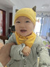 贝娜茜 婴儿帽子春秋冬季新生儿胎帽纯棉男女薄款宝宝帽套头 黄色套装 0-12个月 实拍图