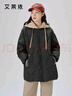 艾莱依羽绒服女假两件短款连帽宽松时尚保暖棒球服外套 炭黑165 实拍图