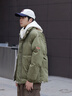 马克华菲外套男冬季加厚棉衣复古假两件袄子男士面包服羽绒棉服 军绿色 L 实拍图
