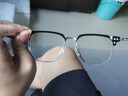 蔡司（ZEISS）镜片近视眼镜男纯钛合金眉线半框变色防蓝光辐射散光眼睛可配度数 黑银框-0度清底防蓝光平光镜（8仓发货） 实拍图