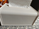 京东京造白方方 洗脸巾收纳盒客厅茶几卫生间车载仿皮纹方形带弹簧抽纸盒 实拍图