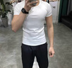 伽维德（JIAWEIDE）短袖t恤男纯棉夏季男生纯色韩版修身圆领半袖体恤紧身大码打底衫 白色 XL(体重130-140斤) 实拍图