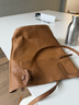 裘真慵懒遇水桶包女腋下单肩包复古通勤包头层植鞣牛皮包包 大象灰-中号 实拍图