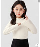左西女童打底衫半高领长袖T恤儿童上衣2025新款女孩保暖衣 奶白色 160 实拍图