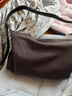 裘真植鞣（胎牛皮）双耳hobo包休闲单肩斜挎包大容量通勤包女 咖啡色（胎牛皮） 大包 实拍图