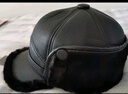 啄木鸟中老年人帽子男冬季加绒加厚保暖爸爸爷爷老人皮帽防风护耳鸭舌帽 黑色【礼盒装】 均码 均码【收藏加购优先发货】 实拍图