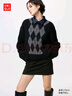 优衣库女装菱格圆领针织衫/毛衣毛衫482645 09 黑色 L /160/88A 实拍图