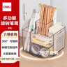 得力(deli)创意个性旋转笔筒简约儿童学生多功能笔筒大容量办公桌面储物盒化妆品收纳盒 透明PK200 实拍图