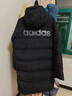 adidas 拒水暖「芯」科技长款保暖鸭绒连帽羽绒服男女阿迪达斯   黑色   L 实拍图