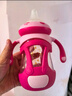 欧贝妮 吸管奶瓶 宽口径玻璃奶瓶  婴儿奶瓶手柄6个月1-3岁以上 实拍图