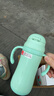 FGA富光儿童保温杯幼儿园宝宝吸管学饮杯316不锈钢把手喝水壶杯子绿 实拍图