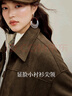 茵曼（INMAN）空气层麂皮绒短外套2026春季女装新款复古美拉德宽松夹克 咖啡色 M 实拍图