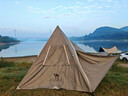 骆驼（CAMEL）户外精致露营帐篷涂银防晒防雨印第安金字塔帐  摩卡色 实拍图