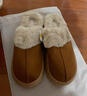 利达妮（TZLDN）厚底棉拖鞋女冬季保暖防滑家居家用室内月子鞋时尚毛毛棉鞋男冬天 款式一 38-39 (适合37-38码) 实拍图