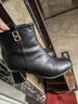 达芙妮高跟鞋女法式粗跟短靴增高显瘦皮靴女4622607023 黑色（单里） 38 实拍图
