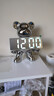 贝汉美（BHM）轻奢暴力熊时钟摆件闹钟客厅电视柜桌面摆放钟表台式创意电电子钟 暴力熊（电镀银） 实拍图