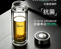 希诺（heenoor）抗菌玻璃杯双层隔热办公车载水杯男2025新款泡茶杯子XN-9303KT 实拍图