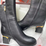 富贵鸟女鞋真皮中筒靴女新款加绒粗跟短靴子女秋季妈妈鞋高跟鞋马丁靴女 黑色（单里）跟高6cm 37 实拍图