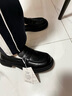 达芙妮单鞋女牛皮小皮鞋新款百搭平底乐福鞋一脚蹬女鞋422104579 黑色38 实拍图