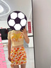 梵昇昱泳衣女橘色辣妹比基尼四件套度假泳装绝美性感女士温泉游泳衣女 比基尼四件套【黄色小花】 均码 建议【70-120斤】 实拍图