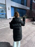 adidas 拒水暖「芯」科技长款保暖鸭绒连帽羽绒服男女阿迪达斯   黑色   L 实拍图