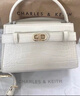 CHARLES&KEITH鳄鱼纹凯莉包手提斜挎婚包包女包生日礼物圣诞礼物CK2-50270880-1 Ivory象牙色 S 实拍图