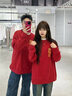 班尼路（Baleno）酒红色卫衣男女2026新款马年本命年长袖上衣服平安喜乐[烫金印花] 实拍图