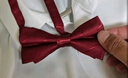 罗蒙领结男士宴会婚礼新郎时尚正装衬衫蝴蝶结 条纹领结  酒红 实拍图