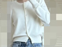 优衣库女装精纺美利奴羊毛圆领针织开衫/长袖通勤秋冬新款478331 01 乳白色 3XL 实拍图