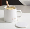 传旗陶瓷马克杯带勺盖咖啡杯牛奶杯早餐杯办公杯男女茶杯描金白400ml 实拍图