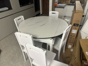 奥利克丝 亮光岩板餐桌椅组合 现代简约实木餐桌可伸缩折叠圆桌吃饭桌子 白+白框架205#木椅款-哑光雪山白 1.35米 一桌六椅【12MM加厚岩板】 实拍图