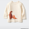 优衣库婴幼儿宝宝圆领T恤/长袖恐龙印花图案479658 01 乳白色 100 实拍图