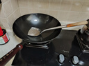 陆铁陆川铁锅圆底单柄无耳炒锅生铁铸铁不粘锅不生锈无涂层燃气电磁炉 圆底 34cm 无耳款（带盖铲）已开锅 实拍图
