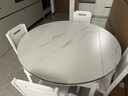 奥利克丝 亮光岩板餐桌椅组合 现代简约实木餐桌可伸缩折叠圆桌吃饭桌子 白+白框架205#木椅款-哑光雪山白 1.35米 一桌六椅【12MM加厚岩板】 实拍图