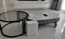森生林岩板茶几客厅小户型简约轻奢椭圆形可伸缩茶桌 C14-1黑架灰箱 雪山白+黑玻 120cm椭圆茶几+80cm小圆边几 实拍图