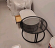 森生林岩板茶几客厅小户型简约轻奢椭圆形可伸缩茶桌 C14-1黑架白箱 雪山白+阿玛尼灰 100cm椭圆茶几+70cm小圆边几 实拍图