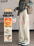 自由系阔腿裤女秋冬加绒新款高腰显瘦宽松垂感香蕉直筒窄版羊毛休闲裤子 实拍图