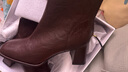 百丽（Belle）复古褶皱面时装靴女2025冬新商场同款优雅高跟短靴E5U1DDD5 棕色 37 实拍图