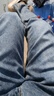 真维斯（Jeanswest）王一博代言牛仔裤男秋冬新款天丝舒适修身直筒高端潮牌休闲裤子男 蓝灰【加绒保暖】 32 码(2尺5) 【建议130-140斤】 实拍图