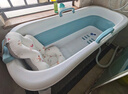 奔麦【送货上门】泡澡桶折叠浴桶洗澡桶成人浴盆婴儿童家用洗澡神器 【1.4米+加盖+升级坐靠垫】蓝 实拍图