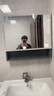 凯蒂芙蜂窝铝浴室柜太空铝陶瓷一体盆套装洗脸盆柜组合现代简约悬挂式 101CM【普通镜柜】感应灯光 陶瓷一体盆 实拍图